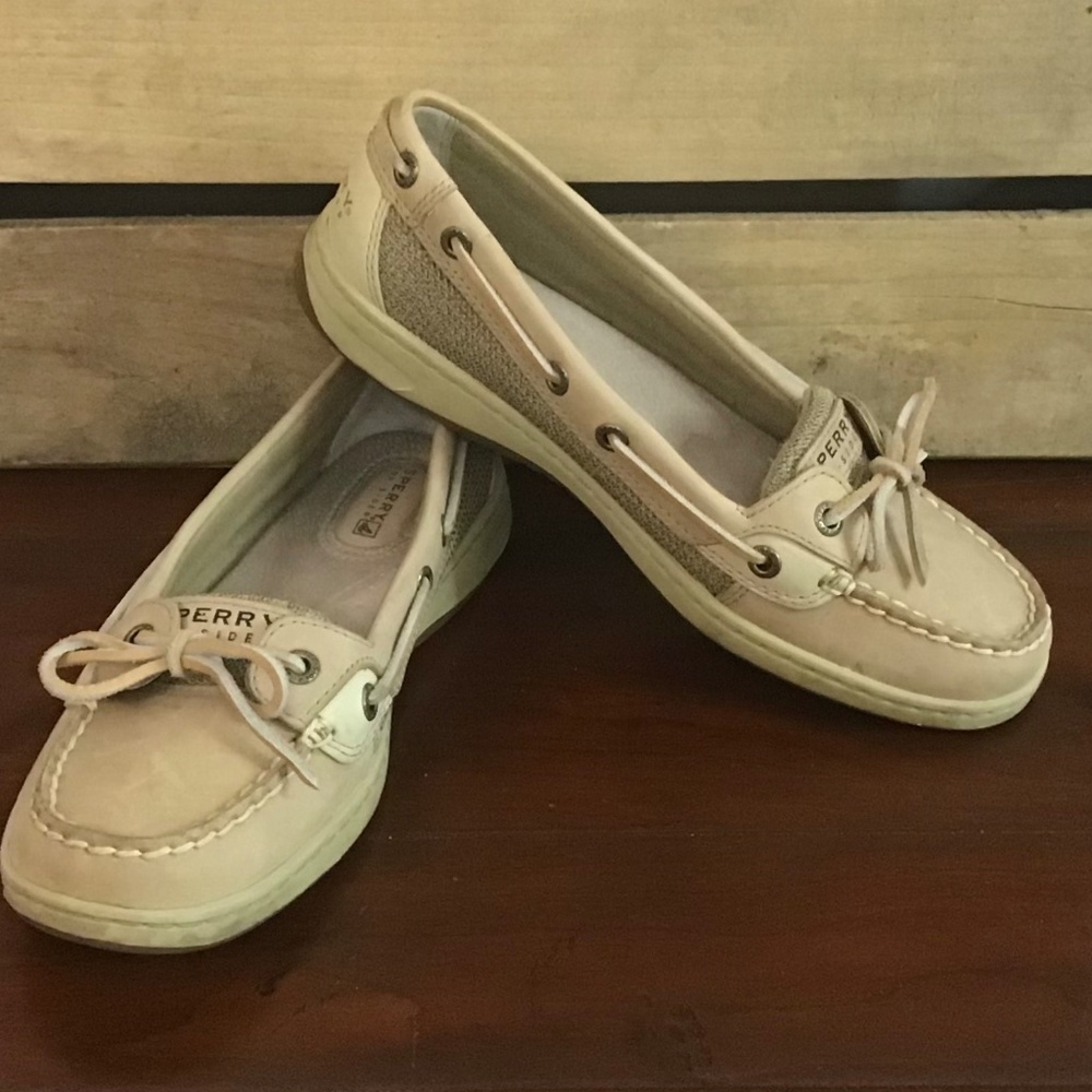 Sperry Top-Sider Flat Boat Shoes Womens 7.5 Linen Oat Leather
